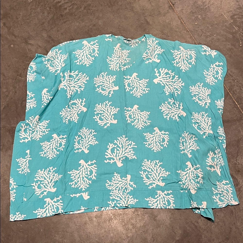Aqua Coral Pattern Blouse
